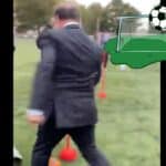 Francois Hollande joue au foot, dribble et marque un but un strasbourg